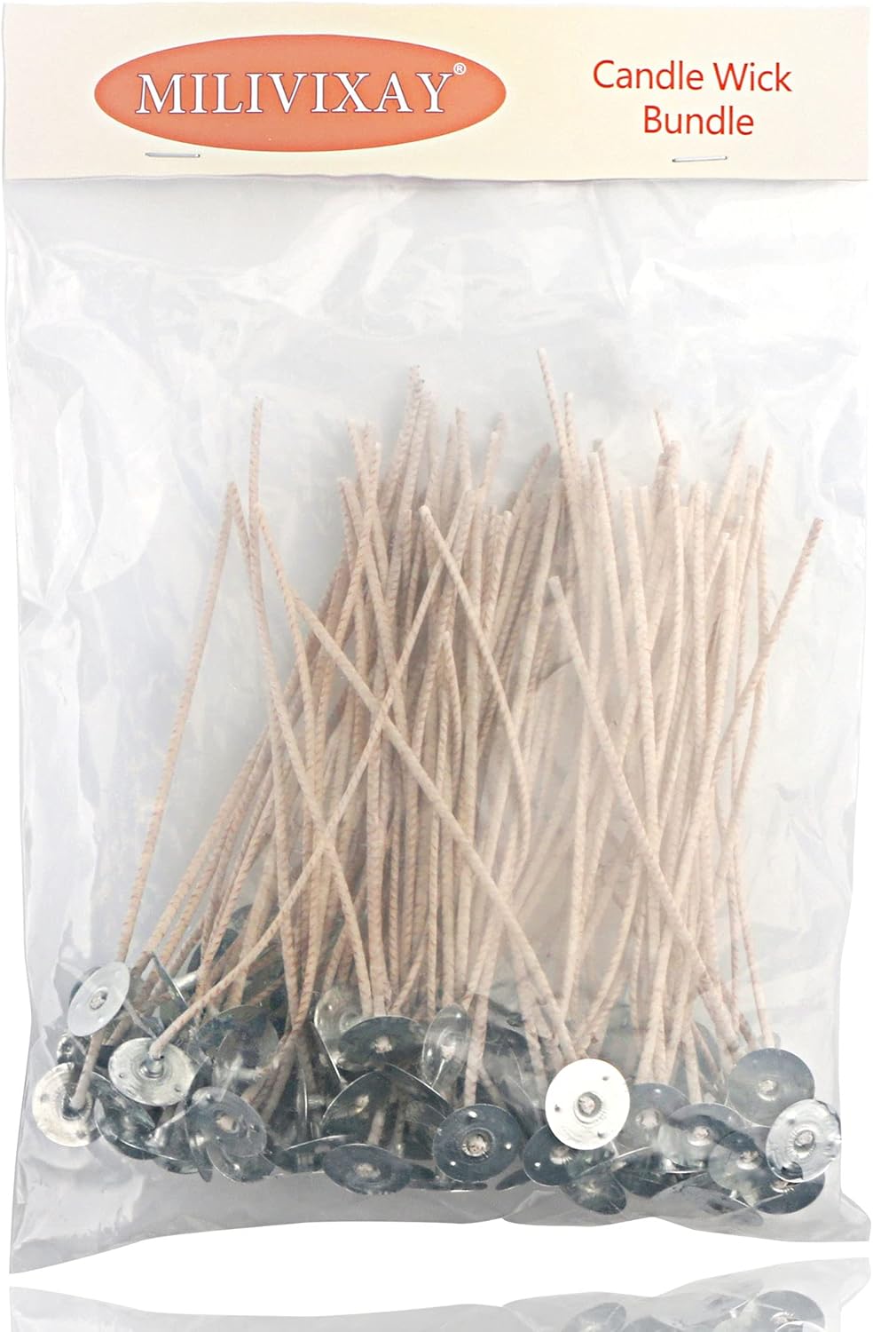 MILIVIXAY 100pcs ECO 4 Wicks for Soy Candles, 6.0inch Cotton & Paper Candle Wicks, Pre-Waxed and Tabbed ECO Wicks for Soy Candles Making.