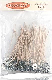MILIVIXAY 100pcs ECO 8 Wicks for Soy Candles, 6.0inch Cotton & Paper Candle Wicks, Pre-Waxed and Tabbed ECO Wicks for Soy Candles Making.