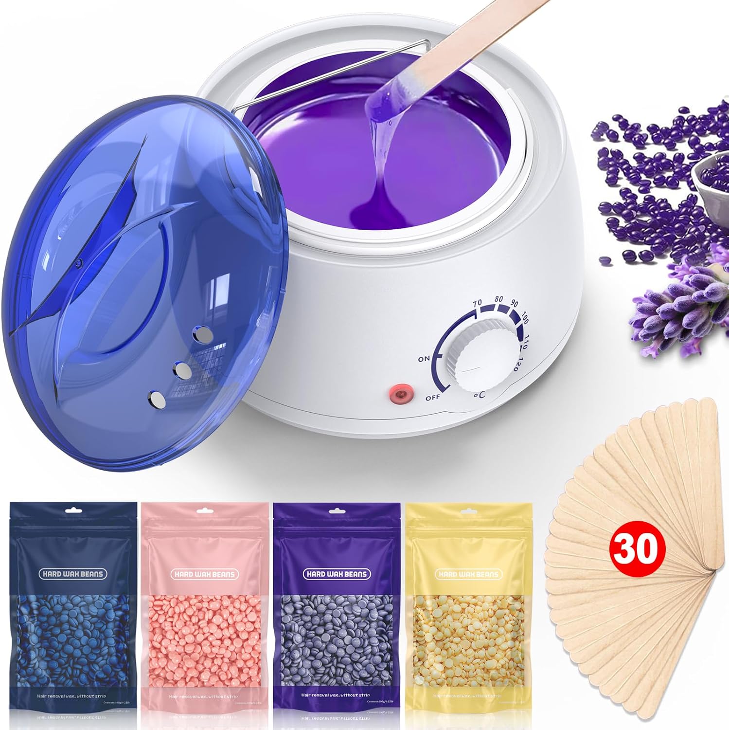 Waxing Kit - Wax Warmer for Hair Removal: Hard Wax Beans for Full Body, Legs, Face, Eyebrows, Bikini, Brazilian Waxing for Women Men, Waxing Pot Hair Removal for Beginners