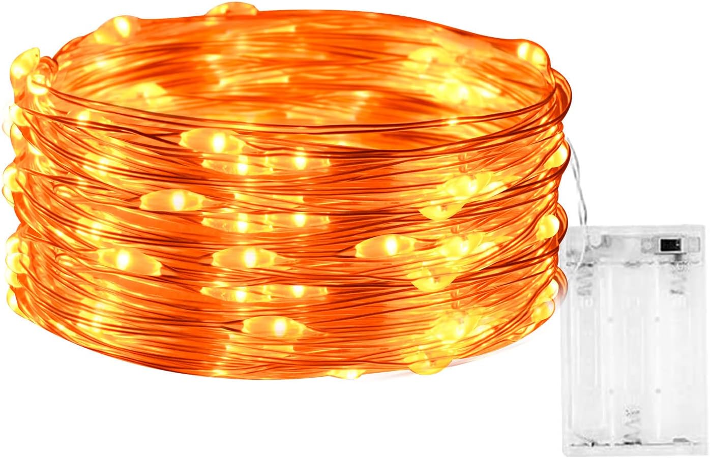 cshare Halloween Decoration Lights,Orange Fairy Lights, 3m 9.8ft 30 LED Halloween Decor String Lights Micro Silver Wire Battery Operated for Autumn Door Window Party Fall Decor.