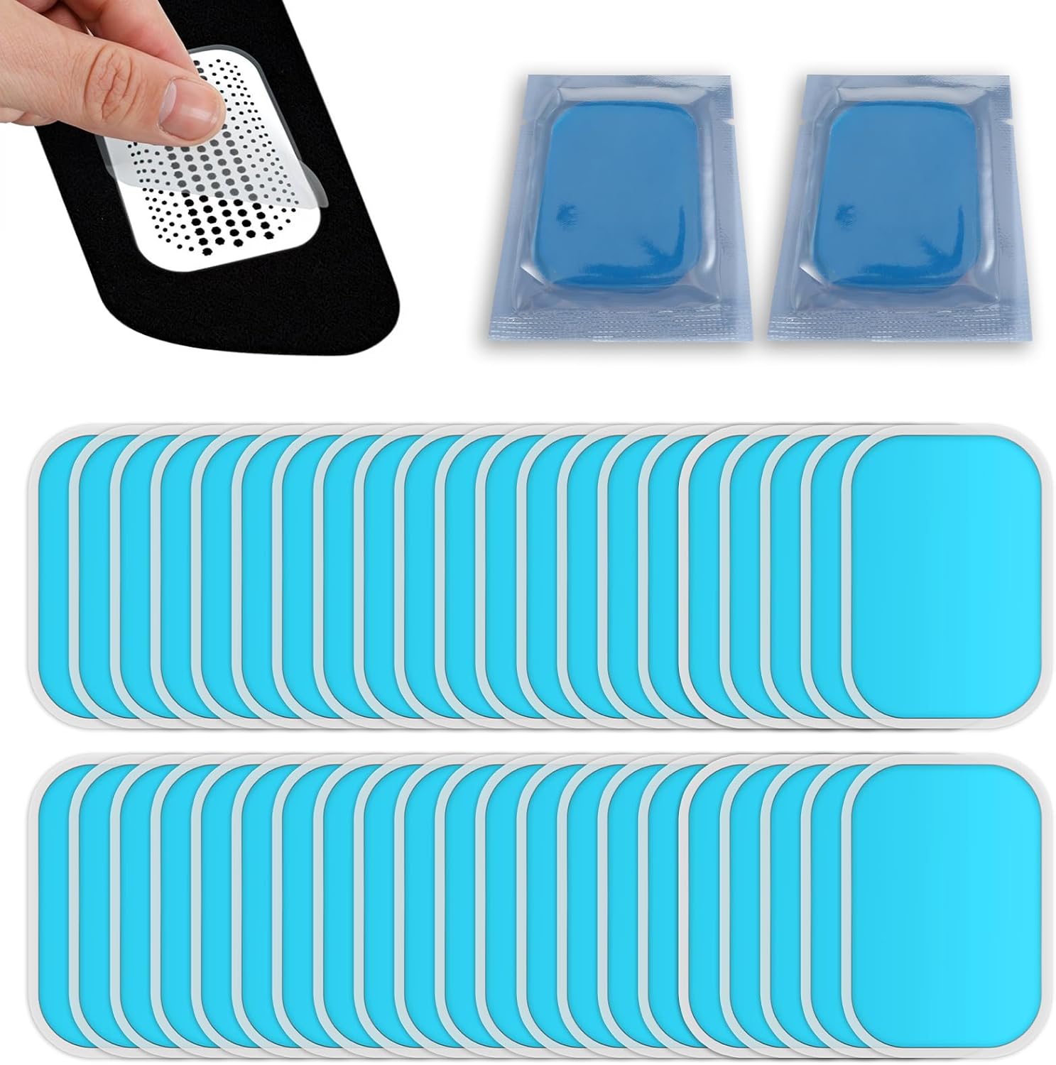 50 Packs Pads Abs Trainer Replacement, Reusable Gel Sheet Pads for ABS Stimulator Training, Abdominal Muscle Trainer Accessory for Arm, Belly, Thigh, Flab, Waist, Workout Toner Toning Belt