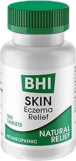 BHI Skin Natural Eczema Relief Remedy 8 Active Soothing Homeopathic Skin Care Ingredients - Natural Treatment for Daily Dryness, Redness, Irritated Dry Itchy Skin on Face & Body - 100 Tablets