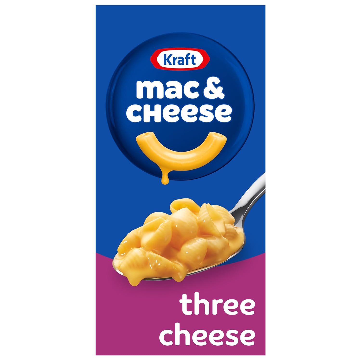 Kraft Three Cheese Mac & Cheese Macaroni and Cheese Dinner with Mini-Shell Pasta, 7.25 oz Box