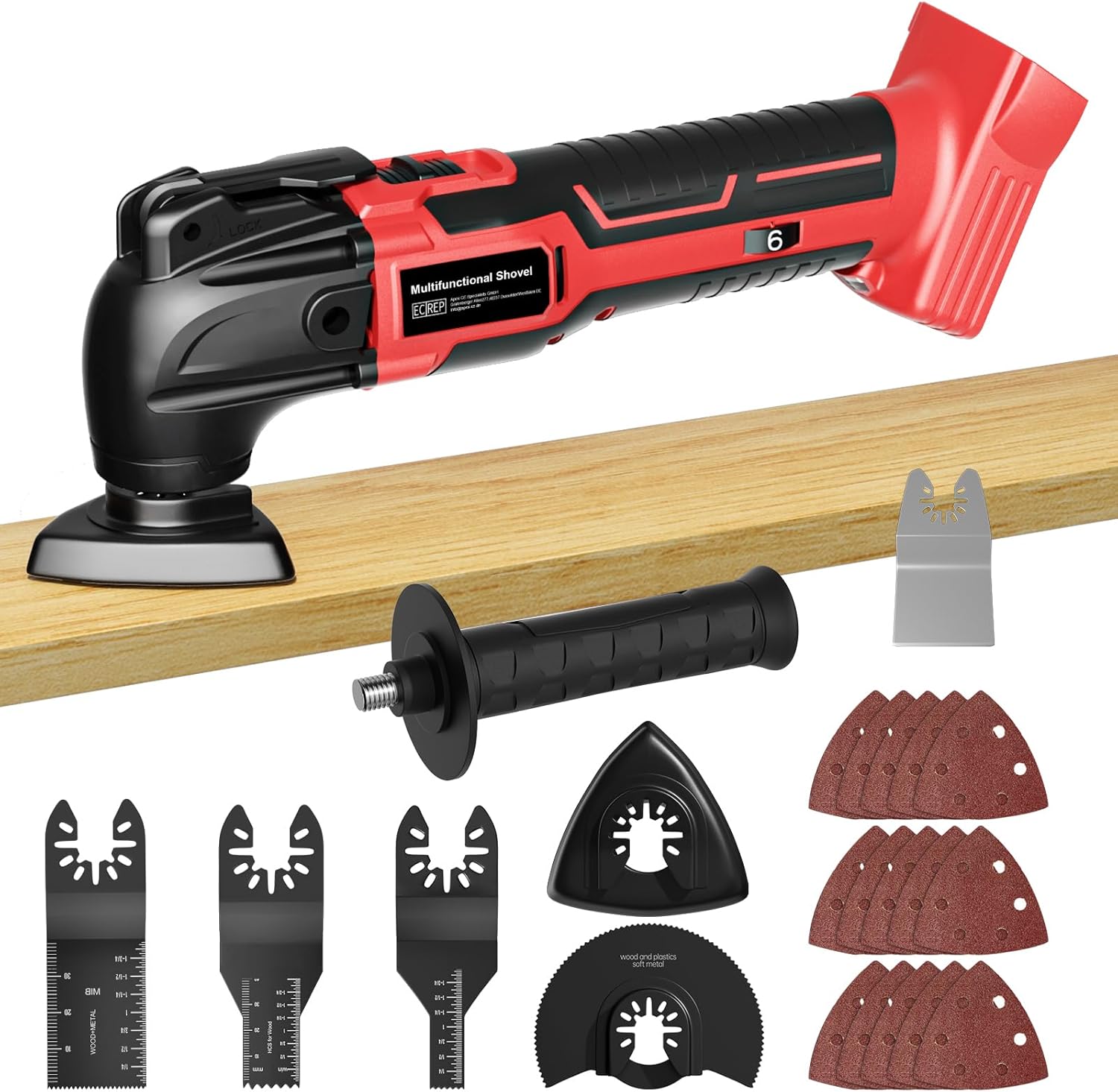 Cordless Oscillating Tool for Milwaukee 18V Battery, Oscillating Multi Tool Kit with Auxiliary Handle, 6 Variable Speed, Oscillating Saw for Scraping, Sanding, Cutting Wood (Battery Not Included)