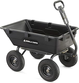 Gorilla Carts Heavy Duty Poly Yard Dump Cart, Lawn and Garden Wagon, 1,200 Lb