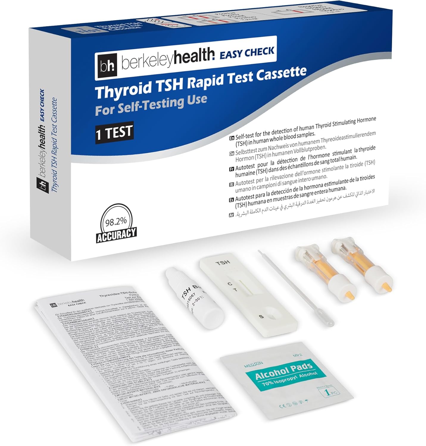 Berkeley Health Thyroid Self Testing Kit - TSH Home Check - Blood Test - Easy to Follow, Fast & 98% Accurate, Easy to Follow - 1 Pack