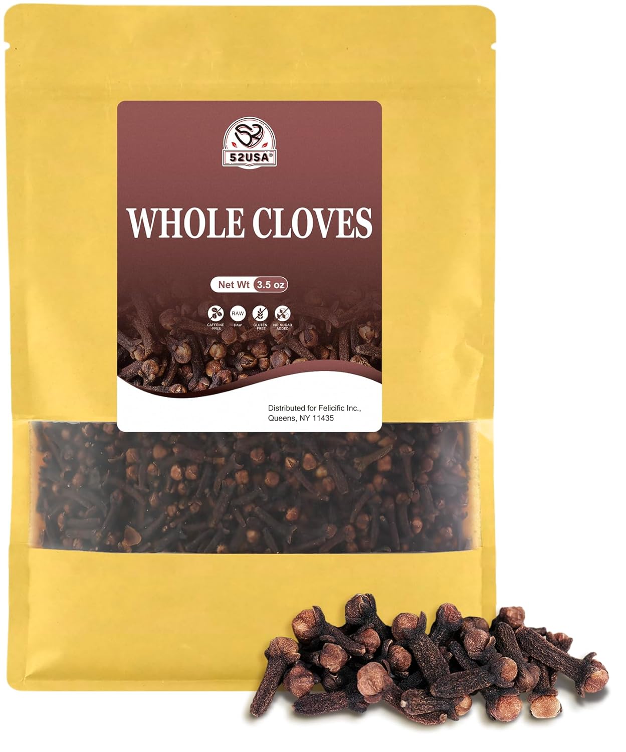 52USA Cloves Whole 3.5 oz (Pack of 1), Great for Food, Tea, Baking and Meats, All Natural | Non GMO | Kosher | Vegan | Gluten Free