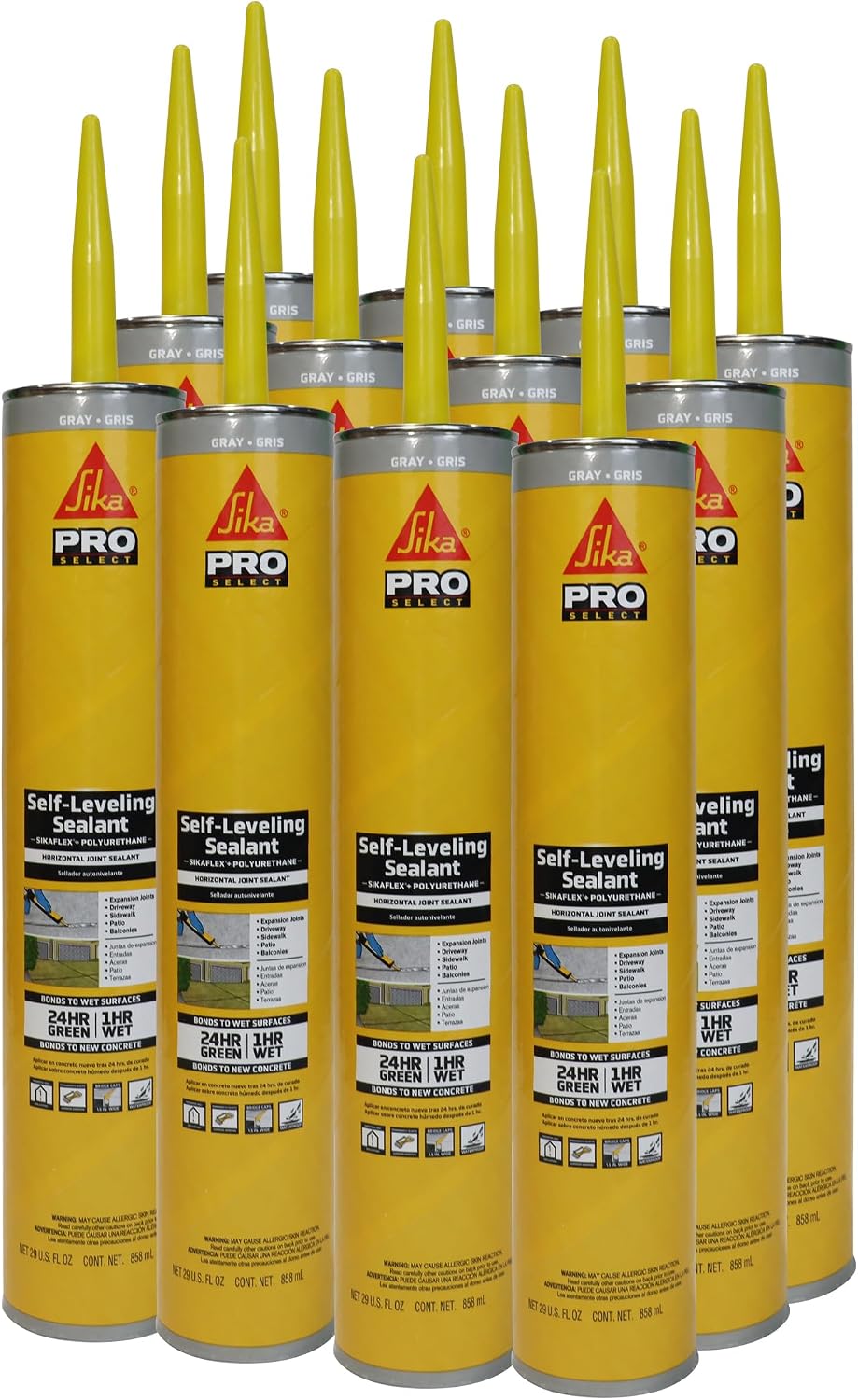 SIKA Sikaflex Self-Leveling Sealant, Gray, 29 fl oz, 12-Pack