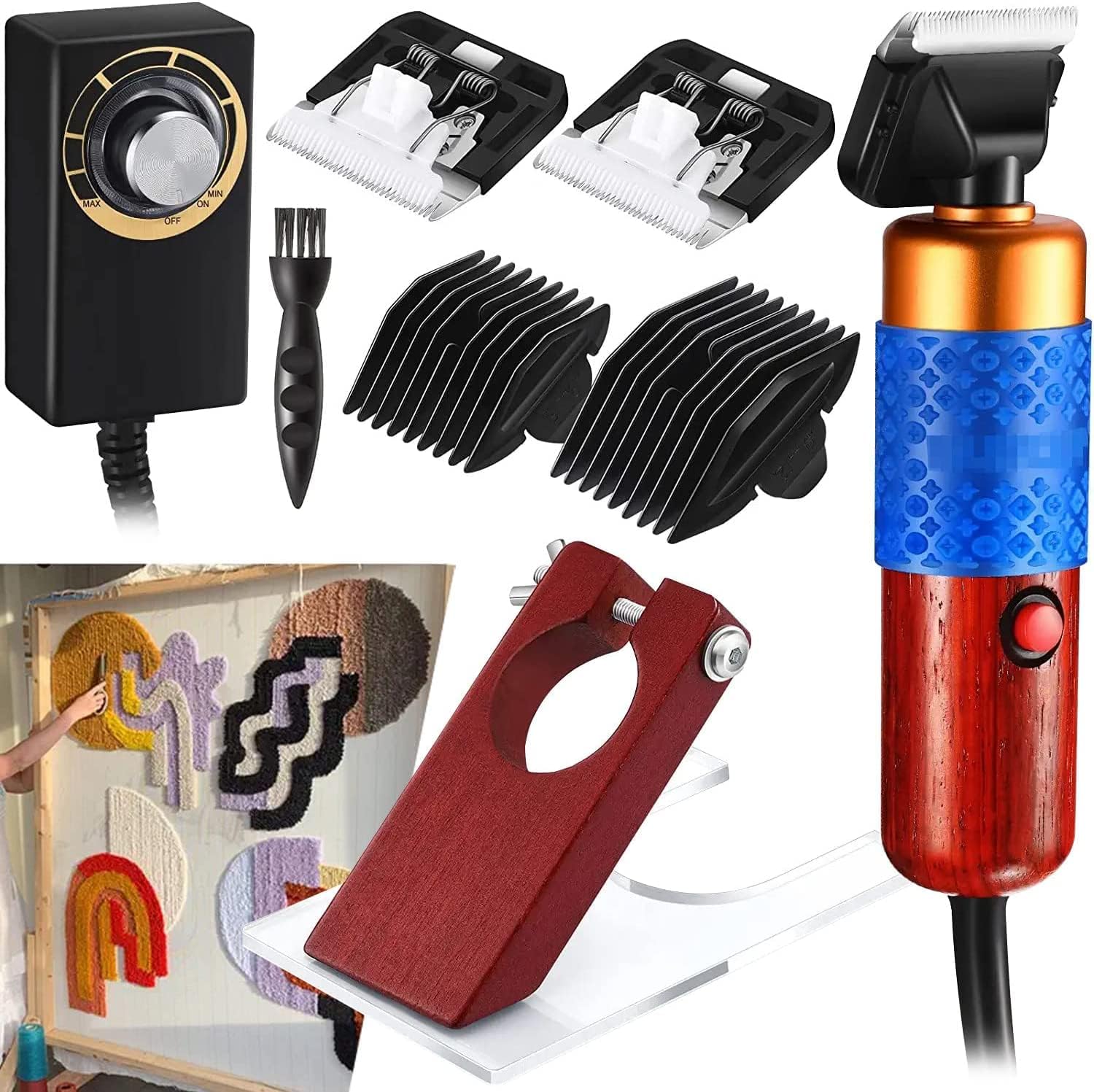 liliiy Carpet Trimmer with Shearing Guide, Electric Tufting Shears, Low Noise Vibration Rug Trimmer, Carpet Carving Clippers for Sculpting Cut-Pile Rug Tufting