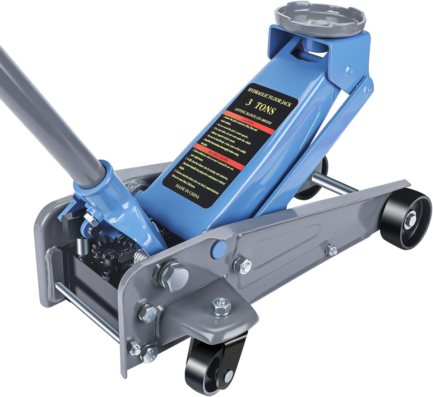 3 Ton Floor Jack,Made of Durable Carbon Steel with Wheels for Secure Lifting,Fast Lift Floor Jack with Range of 5.31" to 18.11",Providing Stable Support for Various Cars