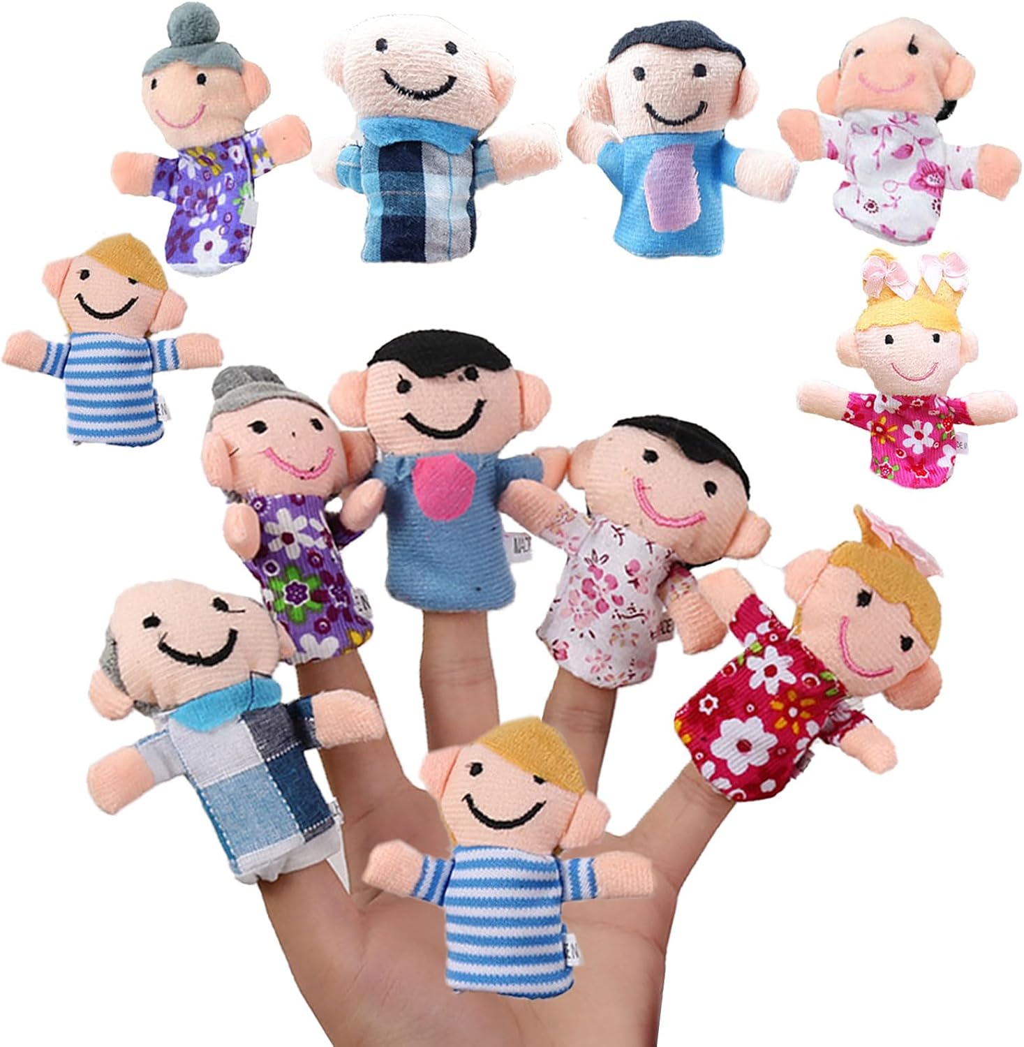 6 Pcs Finger Puppets, Puppets for Boys & Girls, Mini Plush Figures Toy Assortment Hand Puppet Novelty Gifts Christmas, Finger Doll Puppet Show Props Hand for Shows