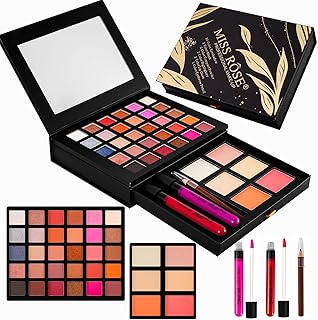All in One Makeup Kit,Makeup Palette Includes 30 Color Eyeshadow, 2 Color Highlighter，2 Color Pressed Powder，2 Color Blusher，2 Pcs lip gloss，1 Pcs Eyepencil, Mirror,Makeup Gift Set for Women (017N)