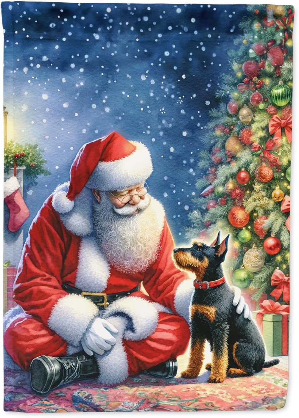 Caroline's Treasures DAC4140GF Manchester Terrier and Santa Claus Garden Flag Mailbox Flag Decorative Yard Flag Banner Outside Patio Artwork Yard Flower Beds, Garden Size, Multicolor