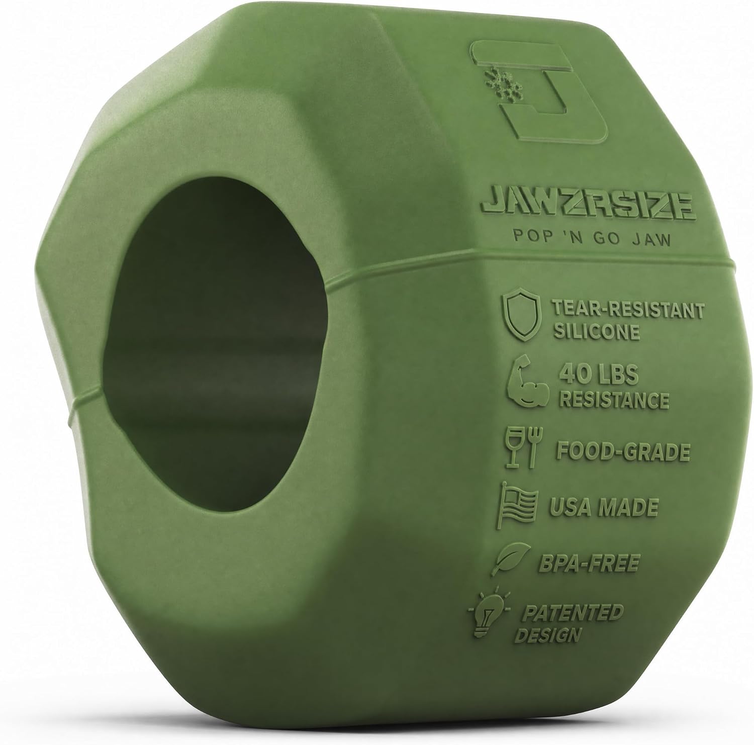 Jawzrsize Pop 'N Go Jaw, Face, and Neck Exerciser - Define Your Jawline, Slim and Tone Your Face, Look Younger and Healthier - Helps Reduce Stress and Cravings - Facial Exerciser (Advanced Green)