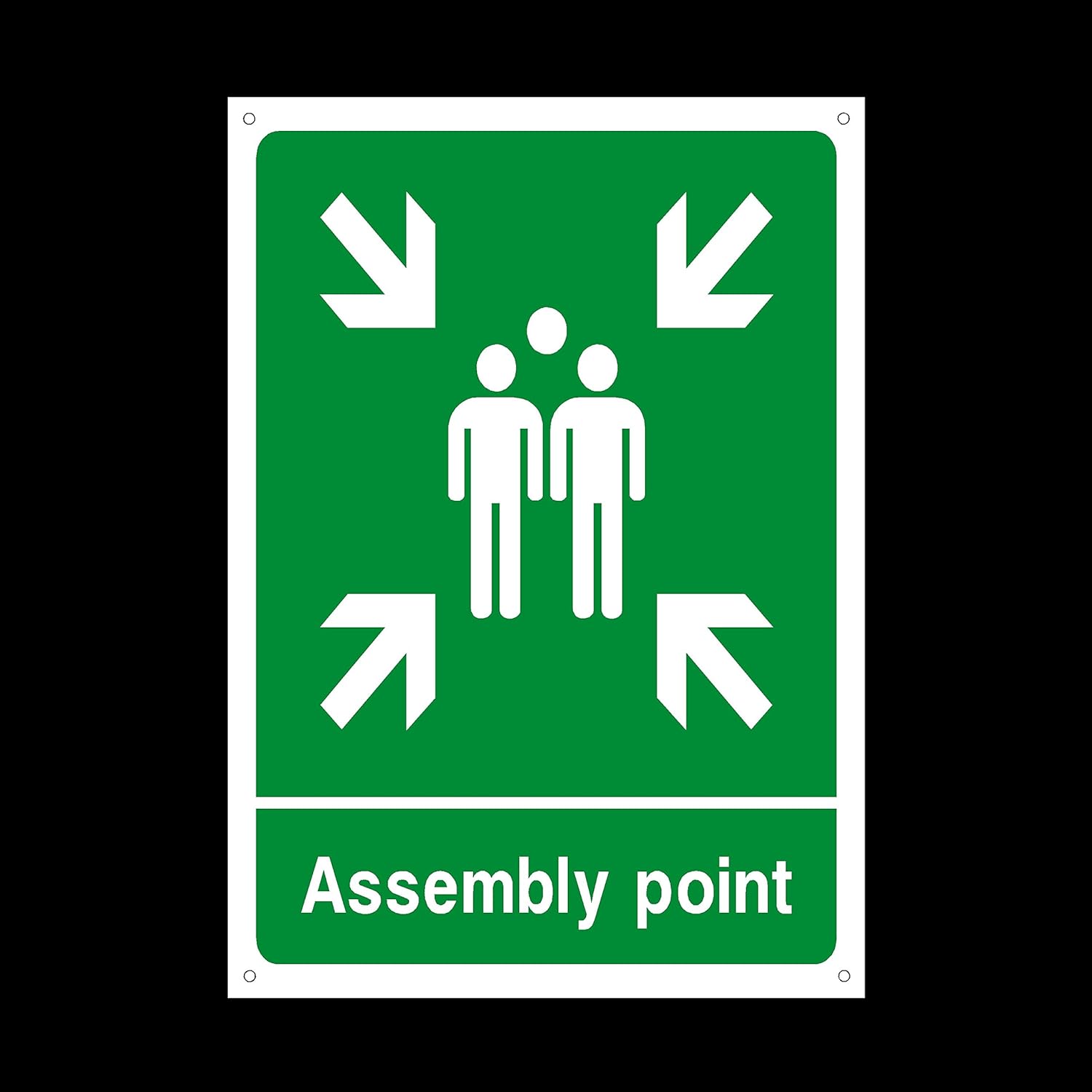 Fire Assembly Muster Point Plastic Sign with 4 Pre-Drilled Holes - Fire/Emergency/Exit/Alarm/Push/Extinguisher/Assembly (EE58)