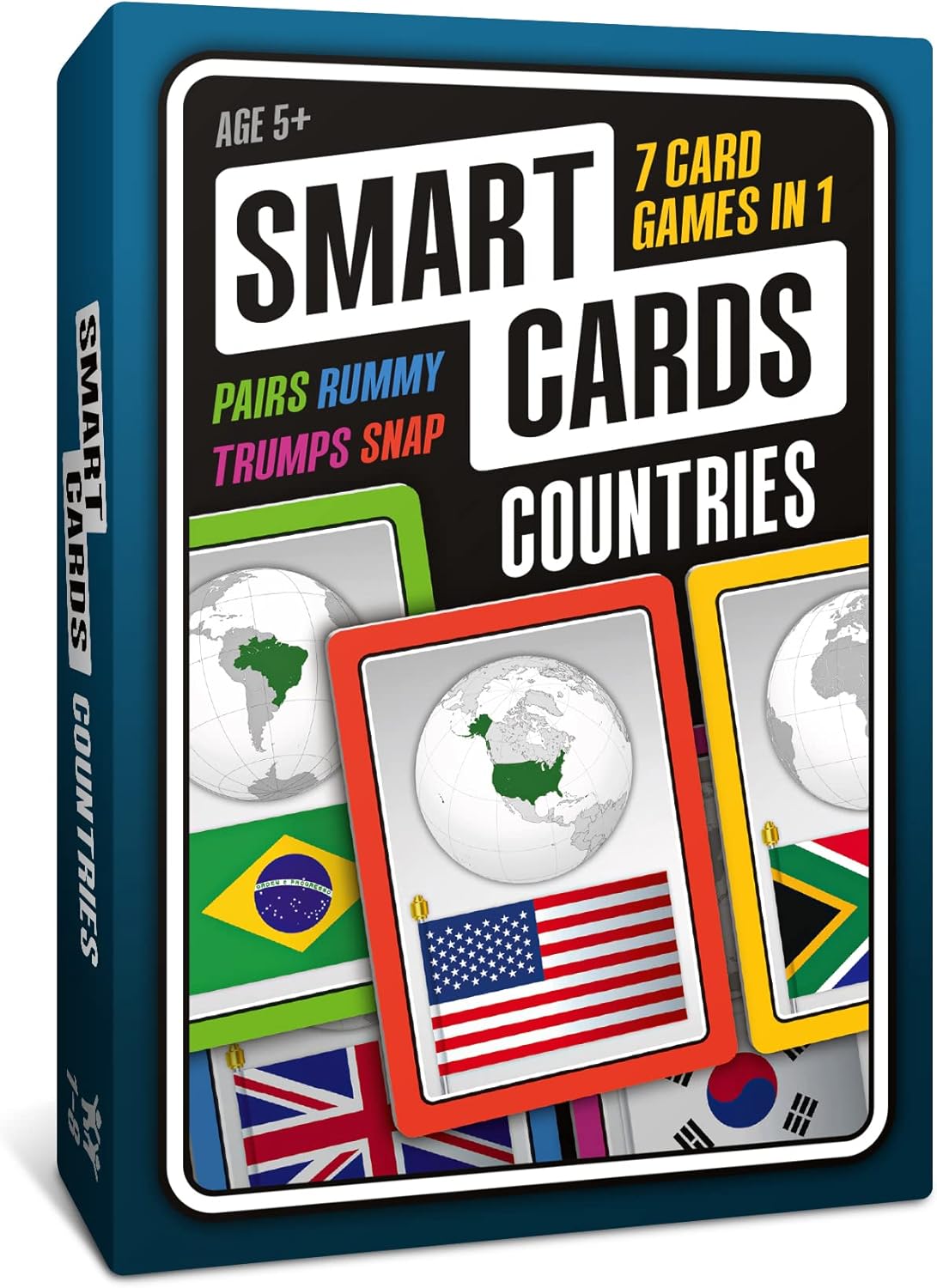 SMART CARDS Countries, Gift, Stocking Filler, Travel Game, 7 games in 1, Pairs, Snap, Trumps, Rummy, Memory Quiz, Learn Facts, Age 5+, 1-8 Players