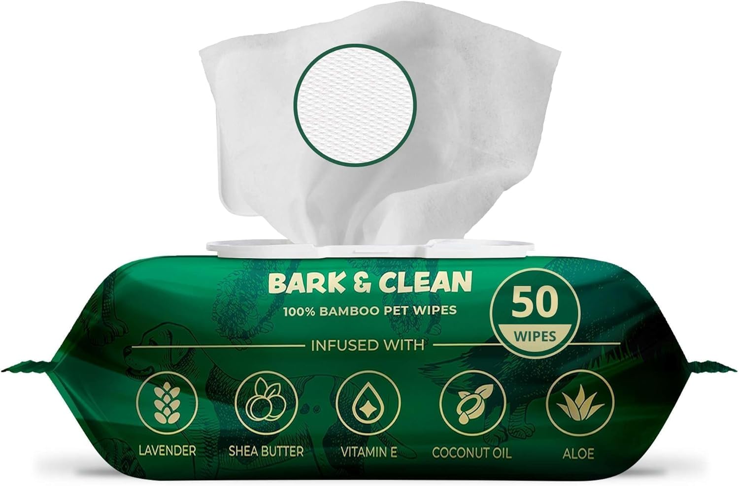 Hypoallergenic Dog Wipes, 50 Wipes, Cleaning and Odour-Controlling Grooming for Paws, Body, and Butt, Perfect for Puppy and Adult Dogs Dog Wipes for Cleaning and Deodorizing, 21 cm x 23
