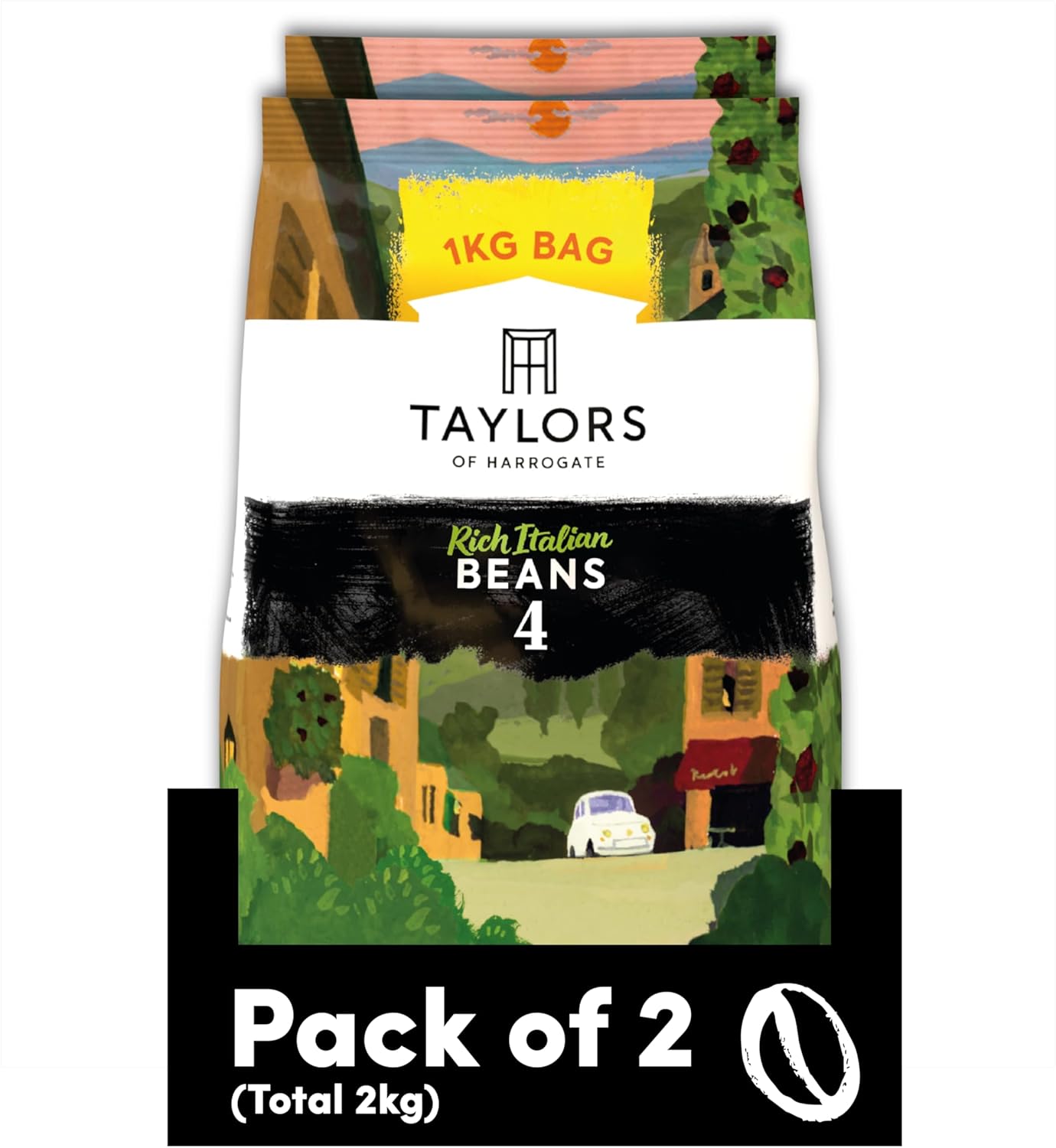 Taylors of Harrogate Rich Italian Coffee Beans, 1 kg (Pack of 2 - Total 2kg)