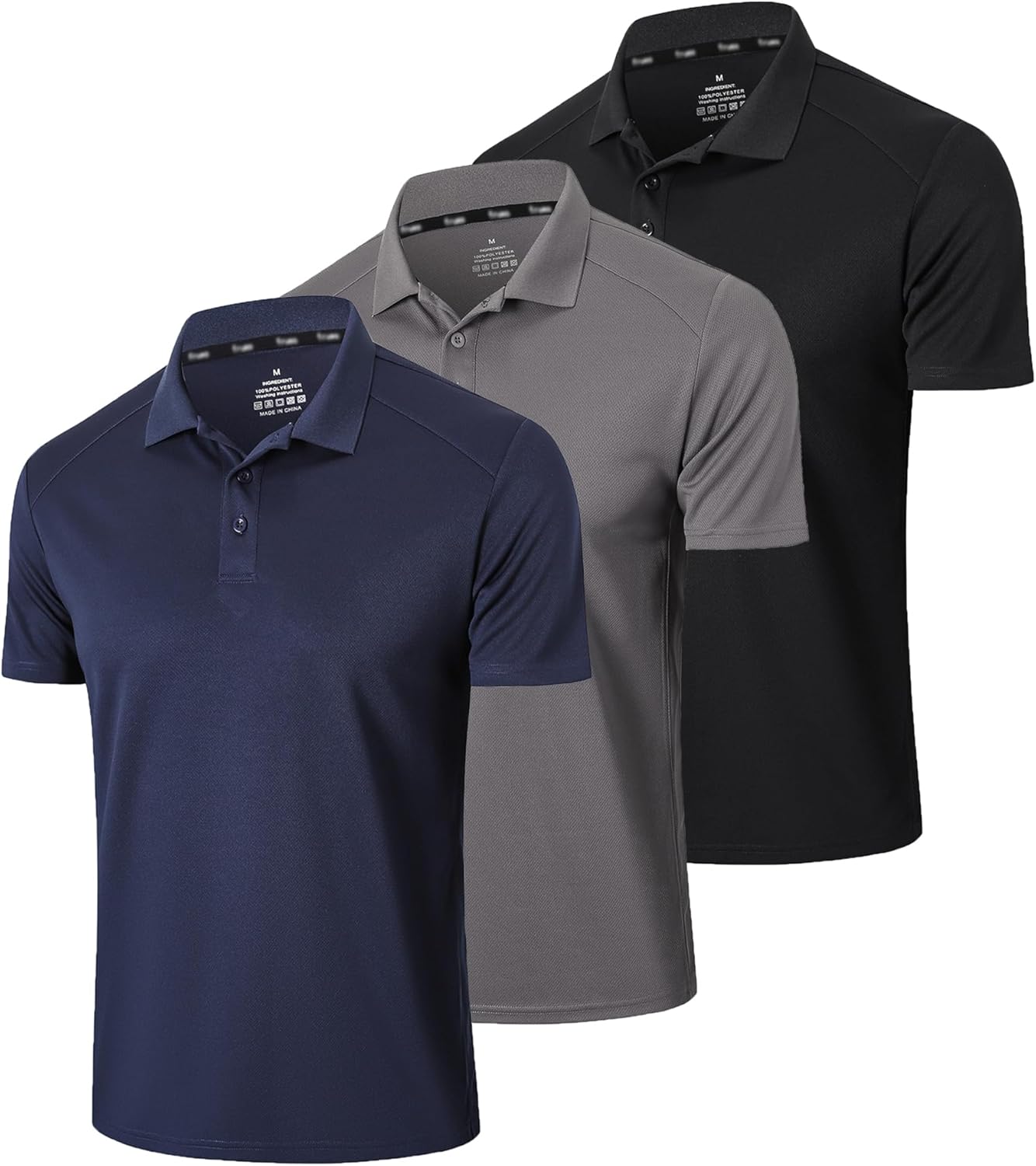 Gaiatiger 3 Pack Mens Polo Shirts Short Sleeve Quick Dry Lightweight Golf Casual Collared Tops Breathable Moisture Wicking Work Shirts