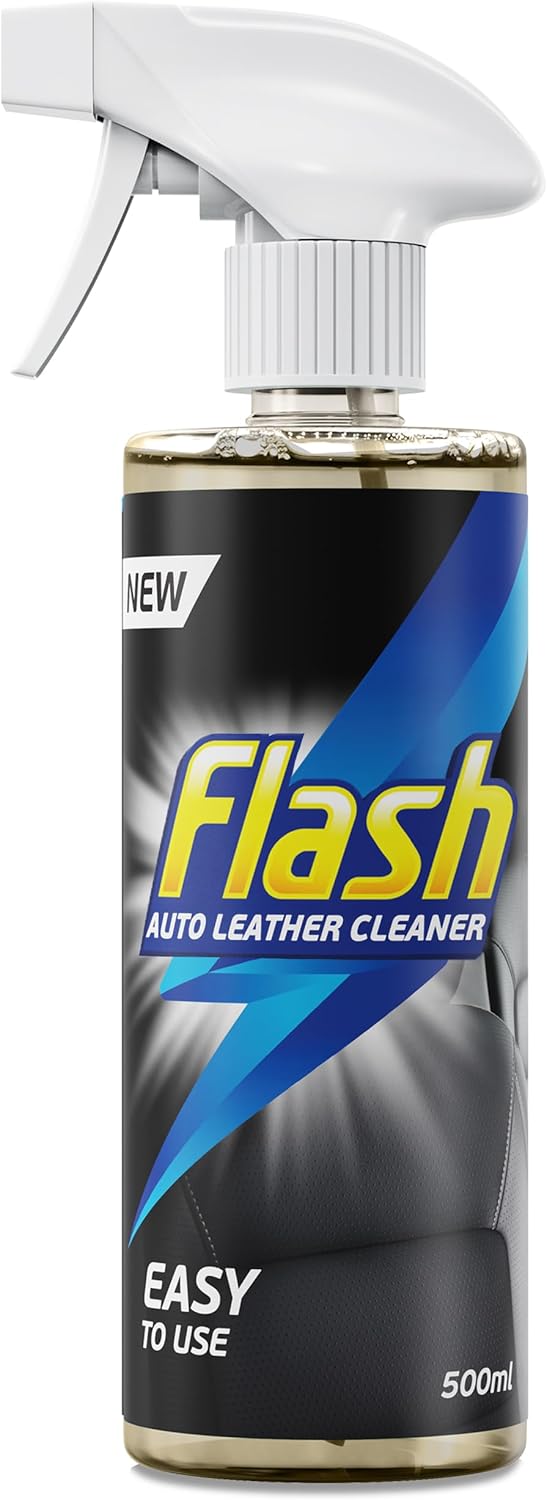 FLASH Car Care Automotive Leather Cleaner 500ml, Easy To Use Leather Car Cleaner for Seats, Steering Wheel & Door Trims, Clean, Shine and Protect