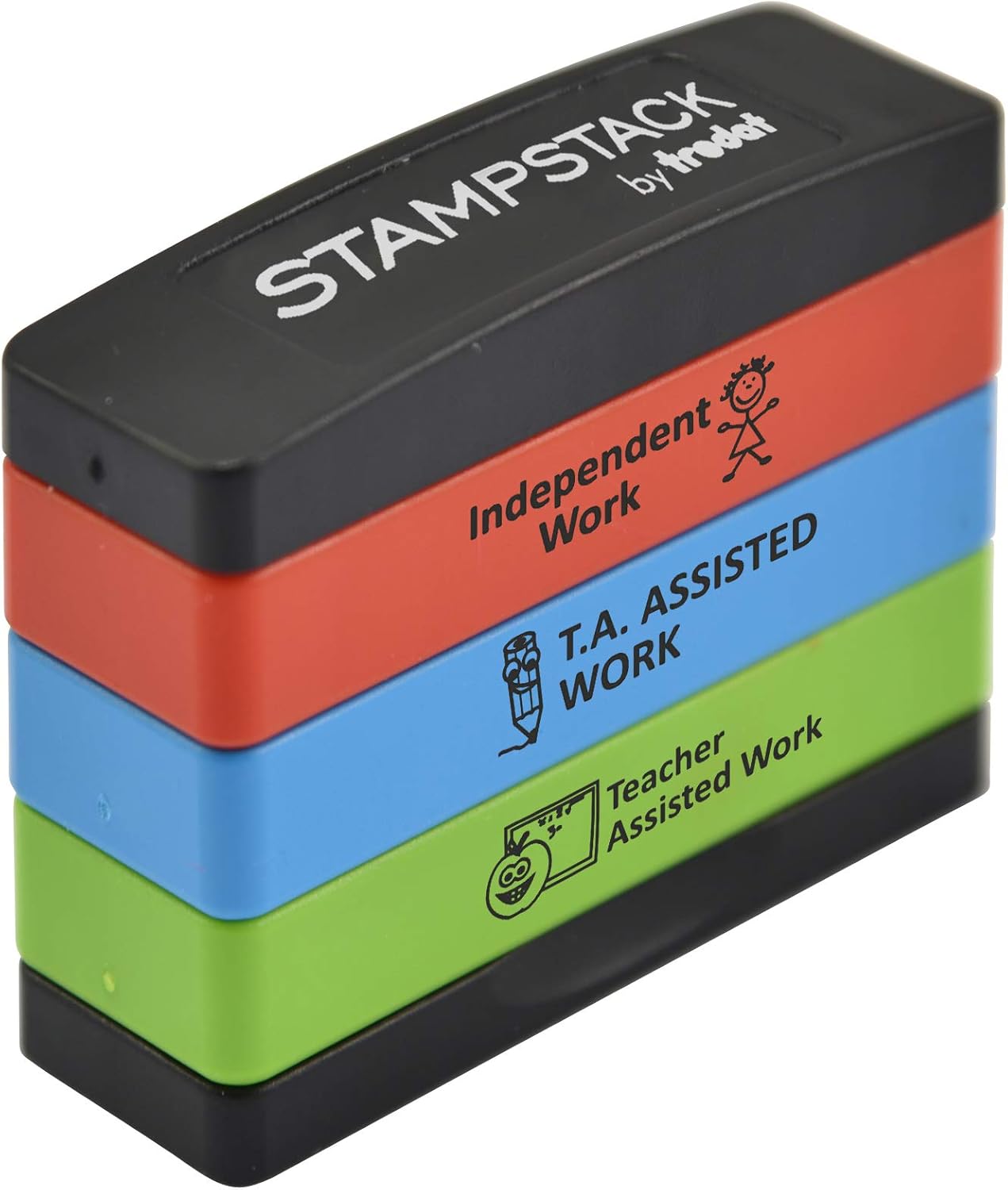 Trodat 3-in-1 Teacher Stamp – Mark Children´s Work as Assisted, T.A. Assisted or Independent – Version 2, 44x13mm
