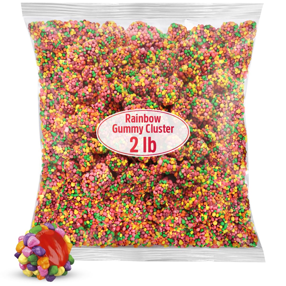 Gummy Clusters Rainbow, 2lb Pack of NerdsGummy Clusters Bulk, Perfect Gummy Candy Snack for Parties, Birthdays, Holidays, Gift Bags, Office Treats and Everyday Enjoyment