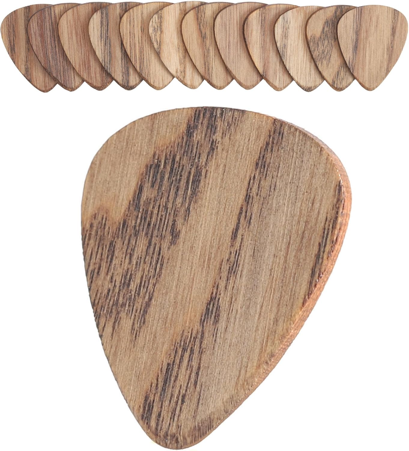 12 Pack Wood Guitar Picks - Guitar Picks for Acoustic and Electric Guitar, 1.6mm Thickness, Heavy Thickness Guitar Pick, for Bass Guitar, Ukulele