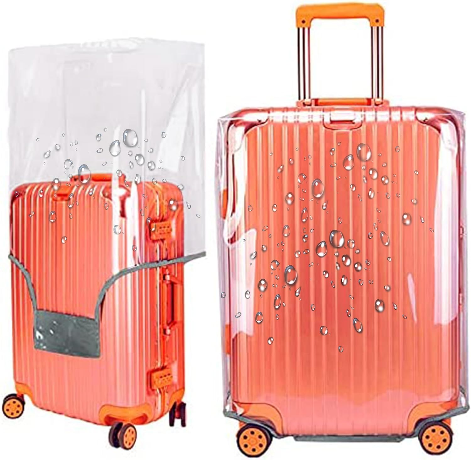 20 Inch Full Transparent Luggage Protector Cover Waterproof PVC Thicken Full Clear Suitcase Protector Cover Travel Case Suitable for 19"-20" Full Clear