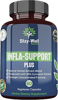Infla-Support Plus- 1,500mg Herbal Supplement Blend with Curcumin and Ashwagadha Extract, Shatavari, Kavach, Fenugreek, Pippali, Guduchi, Shilajit, Goshura and Sunthi 60ct