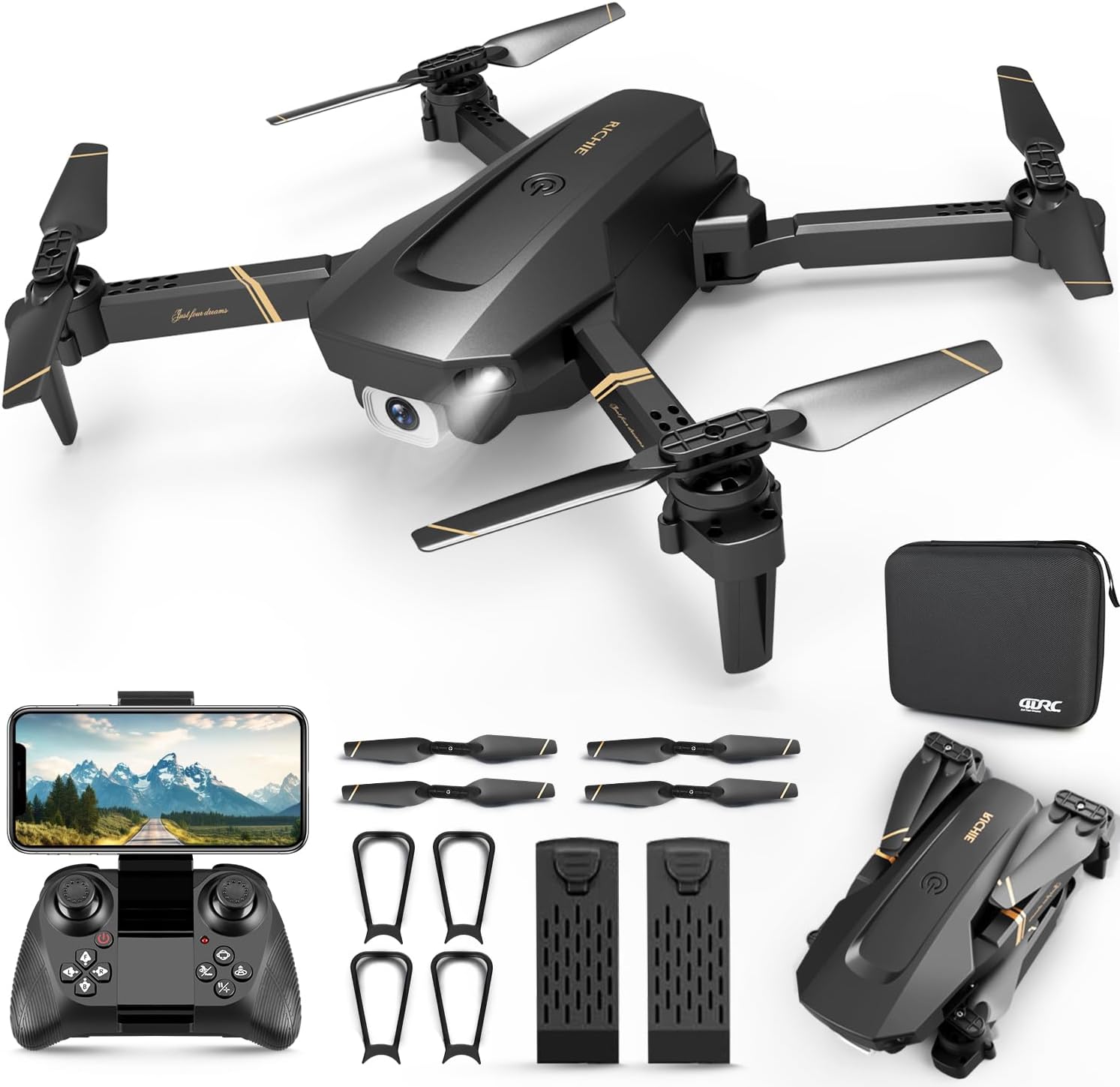 4DRC V4 Drone with Camera 1080P FPV Foldable Mini Drone for beginners adults, Gravity Control, Auto-Follow, Trajectory Flight,One Key Take Off, 2 Batteries, Drones for Kids
