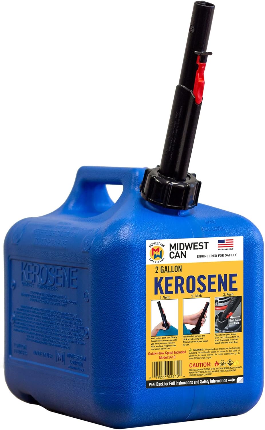 Midwest Can 2610 2 Gallon 8 oz. Kerosene Can w/Quick Flow Spout