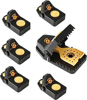 6 Pack - Rat Traps - Indoor/Outdoor, Reusable, Easy Setup, Powerful Stainless Steel Spring, Tough ABS Body. Finger Saver Design. Set Trap Without Getting Snapped (ABS Plastic, 6)