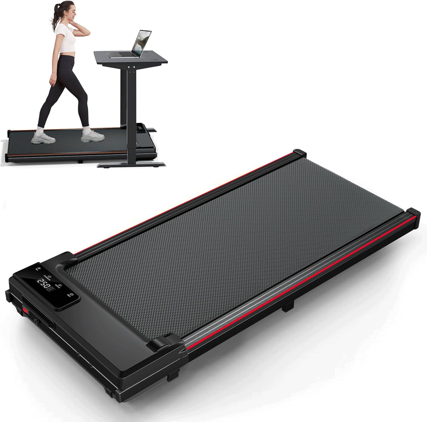 Walking Pad Treadmill with Incline, Portable Under Desk Treadmill with Incline, 2.5HP Folding Treadmills for Home Small Spaces Office, 300 lb Capacity