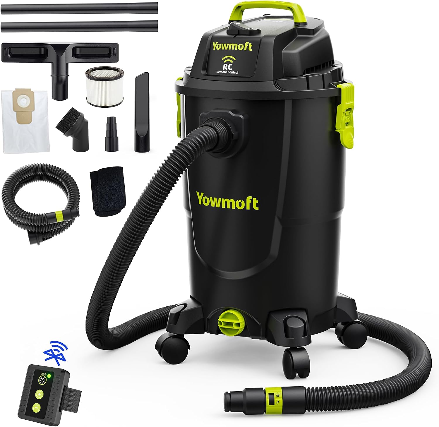 8 Gallon Dust Extractor Shop Vacuum with Remote Control | CVL30-RC, Remote Control, 5.5 Peak HP, HEPA Filter, Dust Bag, Wet Dry Vacuum Cleaner, Woodworking, Garage & Workshop