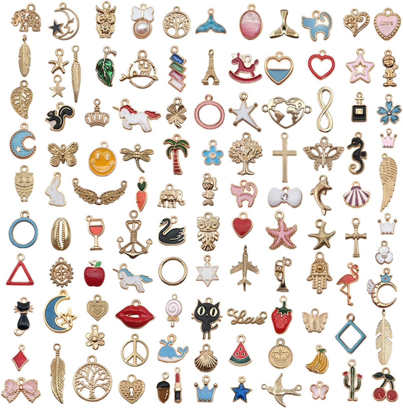 BRITECO 110Pcs Assorted Bracelet Charms for Jewellery Making, DIY Crafting, Necklace, Bracelet, Earring, and Pendant Charms, Jewelry Making Supplies