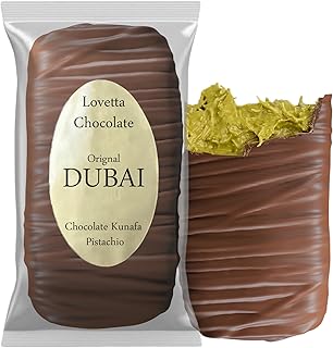 Dubai Chocolate Bar Pistachio Knafeh - Luxury Rich Milk Chocolate, Individually Wrapped Fresh, Premium Pistachio Cream Katafi Filling (1 Pack)