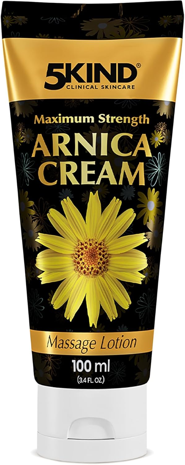 5kind Arnica Cream for Bruising and Swelling 100ml - Maximum Strength - Fast Acting & Intensive Arnica Montana Extract Bruise Cream - Natural Muscle Rub for Muscles & Joints