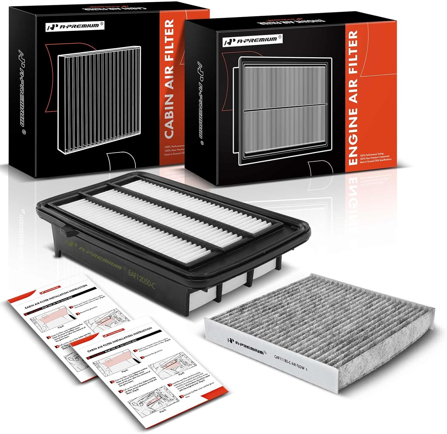 A-Premium 2-PC Engine & Cabin Air Filter with Activated Carbon Compatible with Honda CR-V CRV 2017-2022, Civic 2016-2021 1.5L