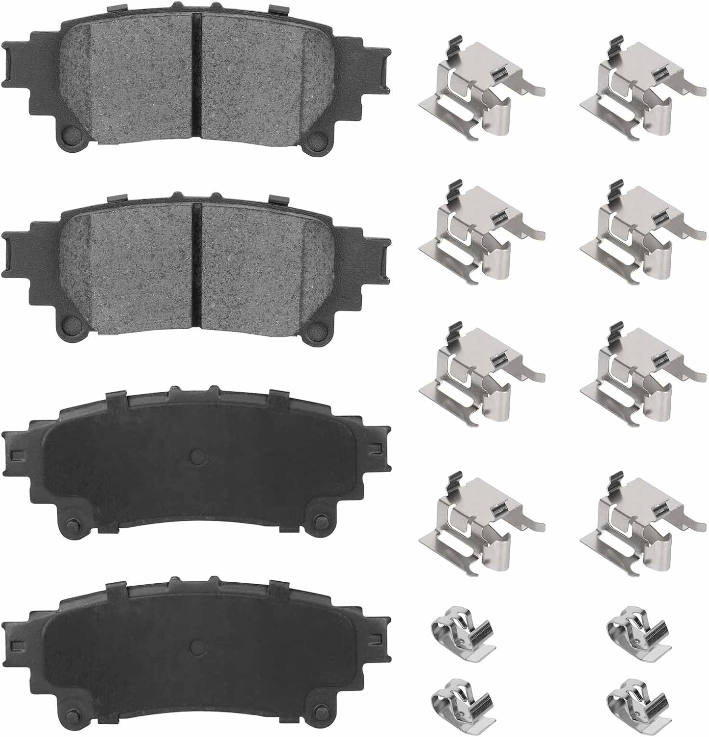 Rear Ceramic Disc Brake Pads Set for Lexus GS200t GS350 GS450h IS200t IS250 IS300 IS350 RX350 RX450h RC200t RC300 RC350 2014-2017, for Toyota Sienna Prius V Highlander Mirai 4PCS(With Hardware)