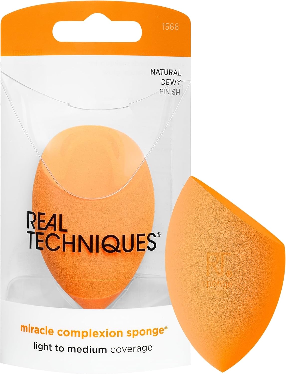 Real Techniques Miracle Complexion Sponge for Liquid & Cream Makeup, 3-Point Design for Seamless Application, Streak-Free Natural Dewy Finish, Latex-Free, Cruelty-Free, Vegan, Easy to Clean, 1 Count