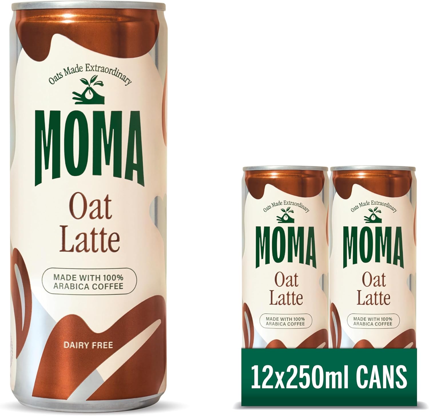 MOMA Iced Coffee Oat Latte, 12 x 250 ml Cans Multipack, Made with Oats & Arabica Beans, Preservative Free, Vegan, Dairy Free, Ready To Drink