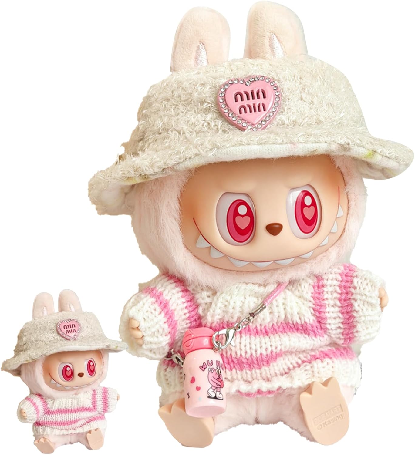 Xiujuers Clothing for 17 cm Labubu Plush, Cuddly Toy Clothing Outfit Only Clothing Accessories for 17 cm Labubu Plush Pullover Hoodie Clothing DIY Children Gifts (H)