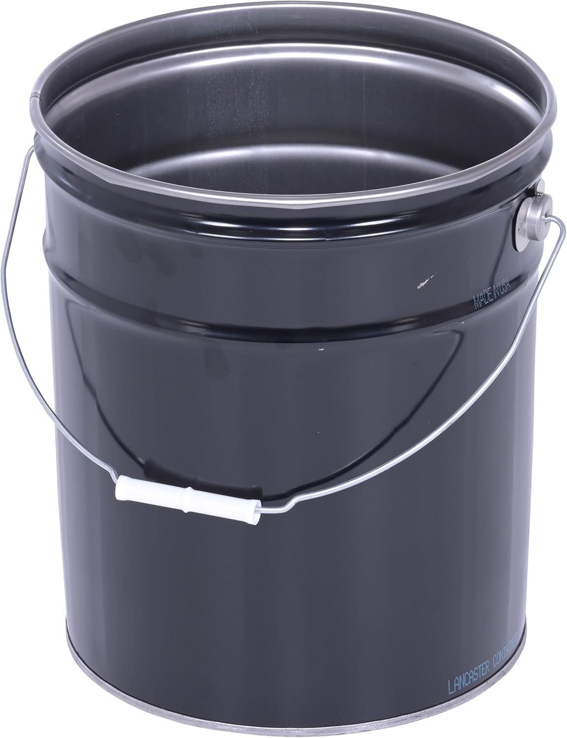 Vestil PAIL-STL-RI Steel Open Head Pail with Handle, 5 gallon Capacity, Black, Pack of 1