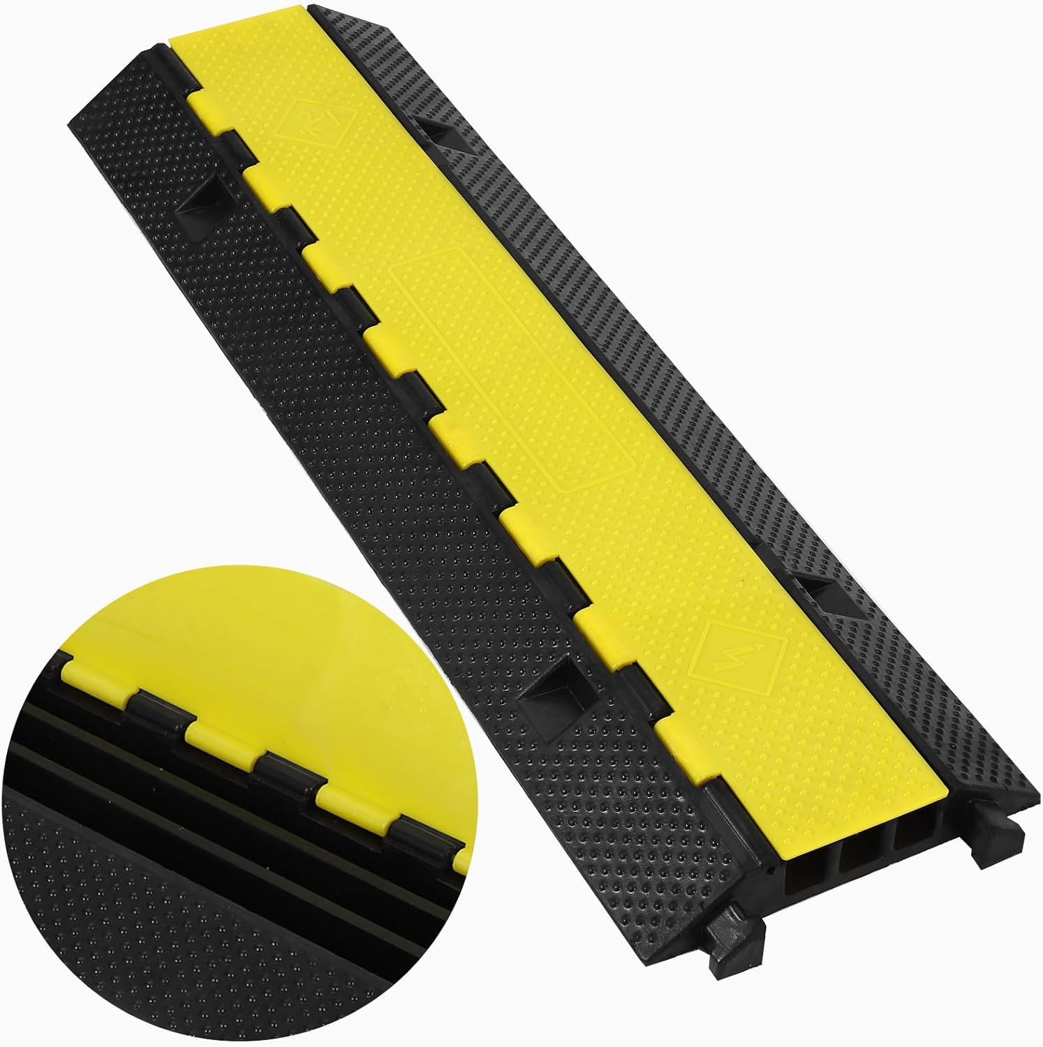 GarveeTech Cable Ramp 1 Pack 3 Channel Rubber Cable Protector Ramps, Cable Wire Cord Cover Ramp, 28000 lbs Capacity Heavy Duty Speed Bump Driveway Outdoor Hose Cable Ramp Protective Cover