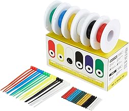 Wire,Flexible Electrical Wire,Automotive Wire,20 Gauge Wire,Electric Wire Rubber Insulated,Wires,Wire Kit 6 Colored 10ft/3m Each,20 Awg Wire,Hook Up Silicone Wire,Tinned Copper Wire Spool,Wiring