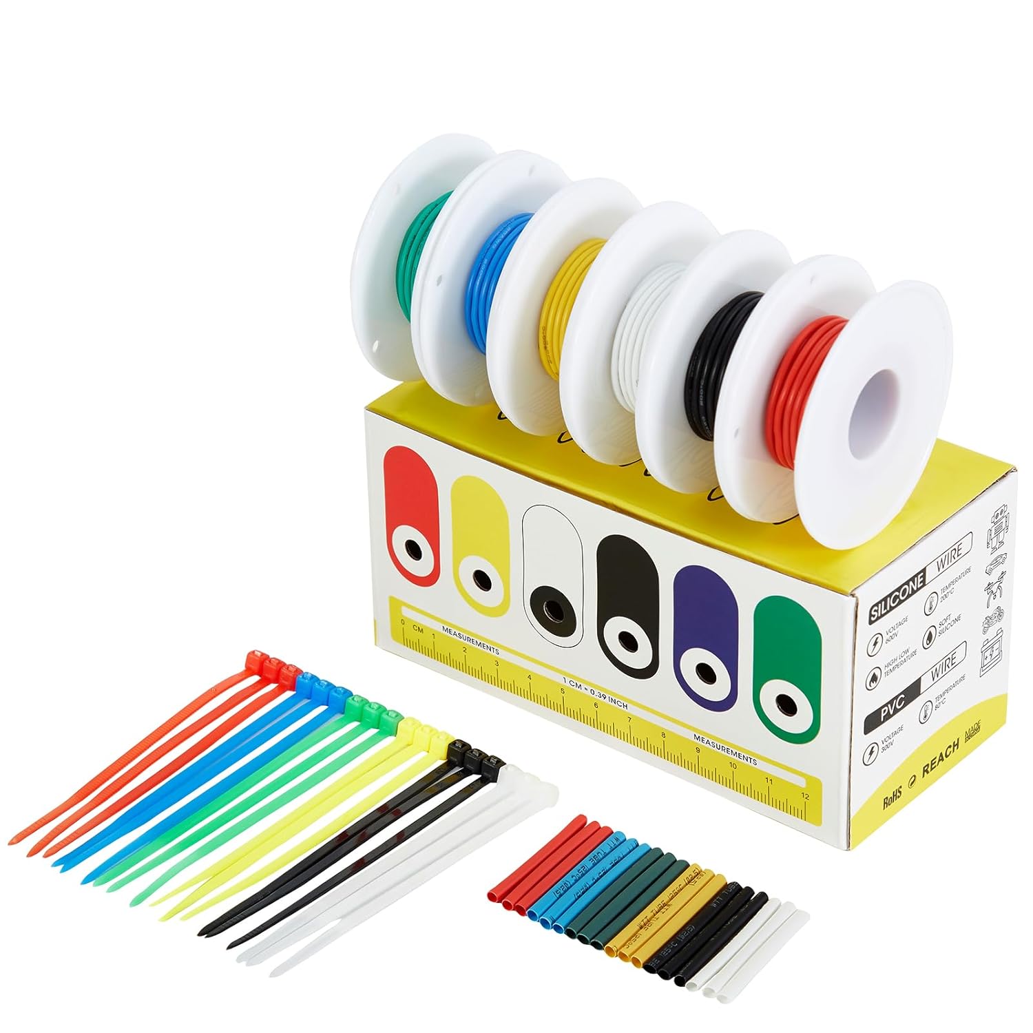 Wire,Flexible Electrical Wire,Automotive Wire,20 Gauge Wire,Electric Wire Rubber Insulated,Wires,Wire Kit 6 Colored 10ft/3m Each,20 Awg Wire,Hook Up Silicone Wire,Tinned Copper Wire Spool,Wiring