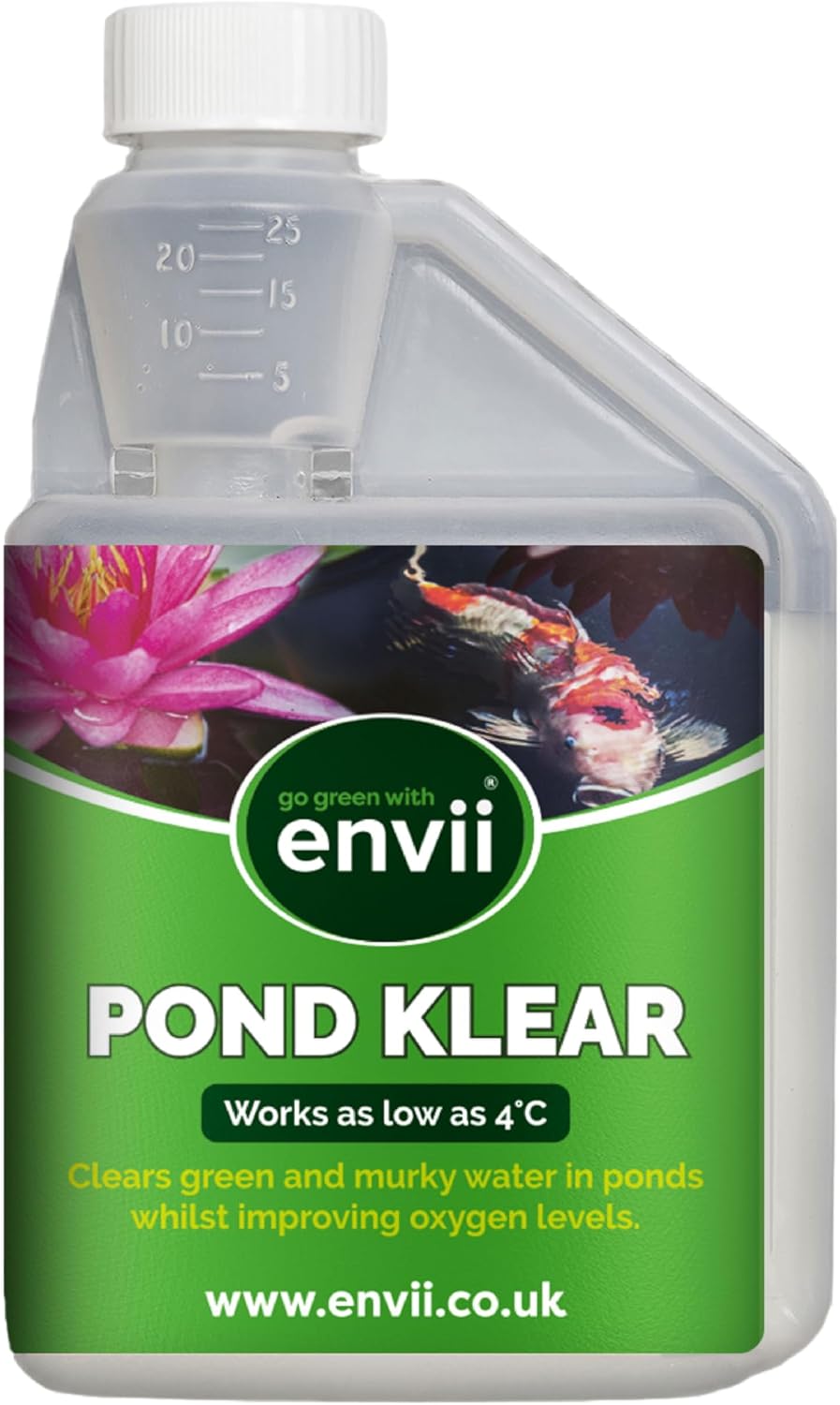 Envii Pond Klear - Natural Green Pond Water Treatment, Clears Green and Murky Water for Crystal Clear Healthy Water, Safe for all Fish and Wildlife - Treats Up to 20,000 litres (4,400 Gallons)