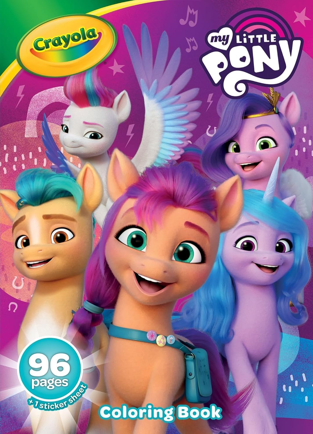 Crayola My Little Pony Coloring Book with Stickers, Gift for Girls and Boys, 96 Pages, Ages 3, 4, 5, 6