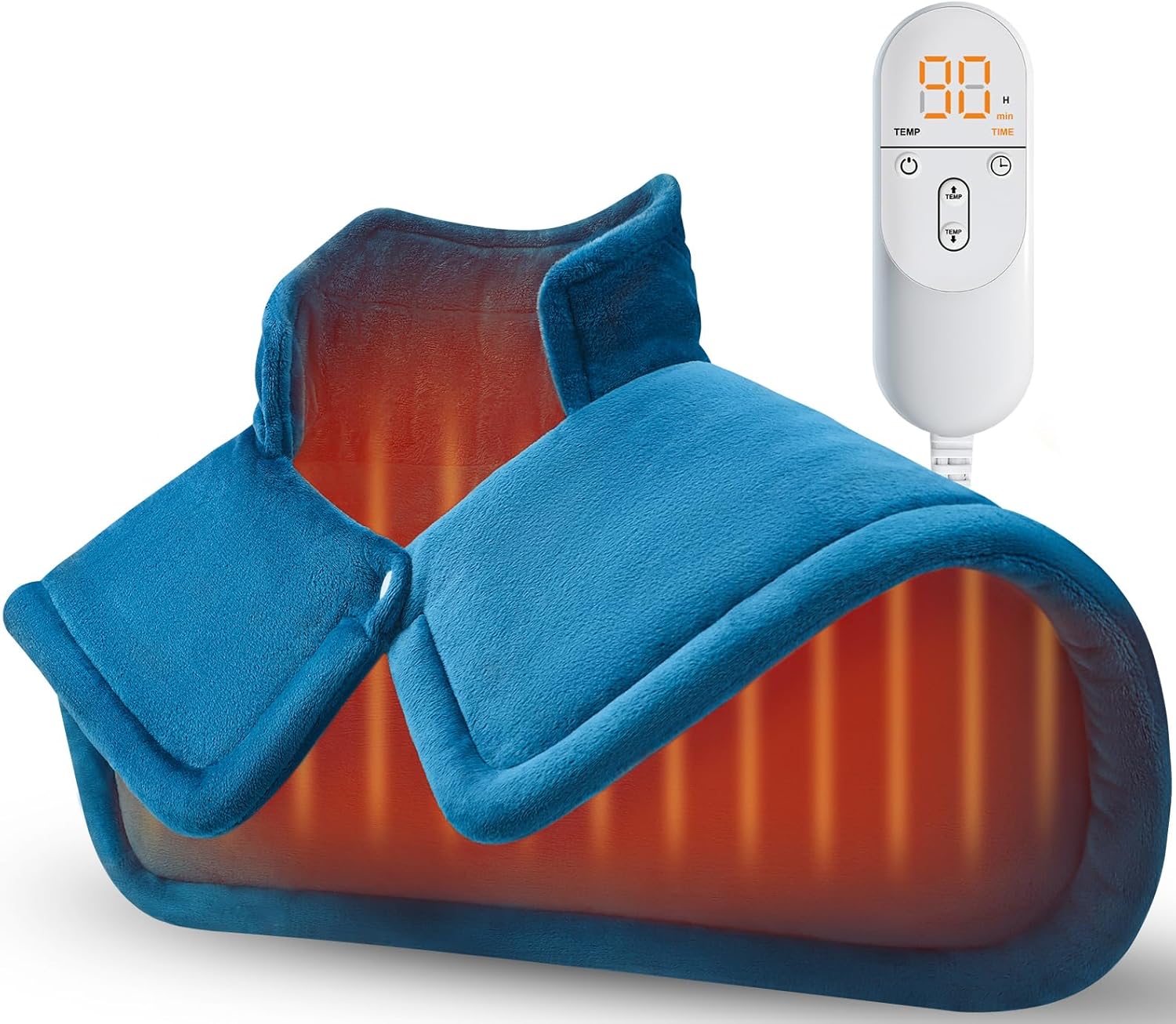 Heating Pad for Neck and Shoulder, Birthday Gifts for Men Dad Husband, Electric Weighted Heat Pad for Back Pain Relief, Anniversary Christmas Gifts for Women Mom, Blue