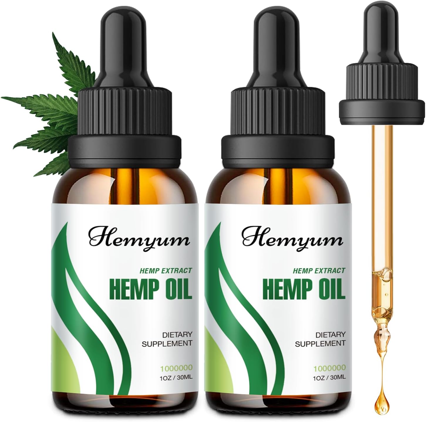 (2-Pack) Hemp Oil Drops High Potency - for Sleep,Pain，Anxiety Relax Maximum Strength Natural Hemp Oil - Organic Hemp Oils Extract Relieve Good Mood